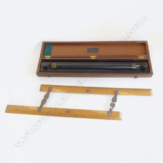 2 RULERS; PARALLEL & CASED ROLLING RULER both by Harling London L.485mm