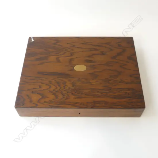 ANTIQUE OAK BOX WITH KEY (ORIGINALLY FOR CUTLERY), L.455MM W.340MM H.90MM