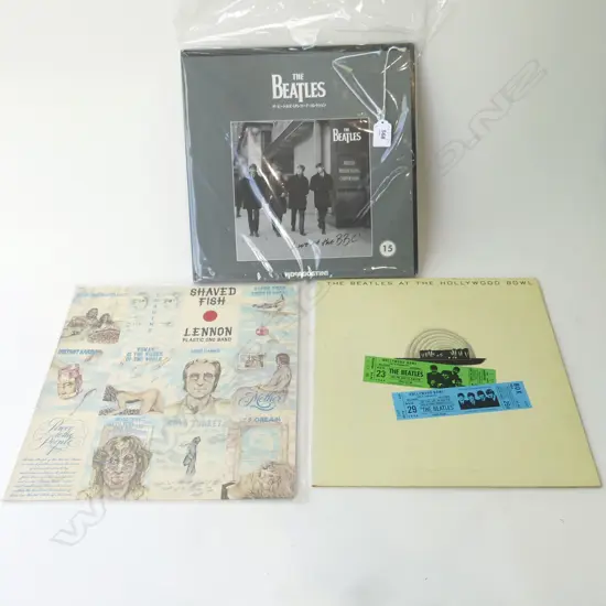 3 BEATLES RECORDS: LIVE AT BBC (3 LP JAPANESE PRESSING), LENNON SHAVED FISH, HOLLYWOOD BOWL 