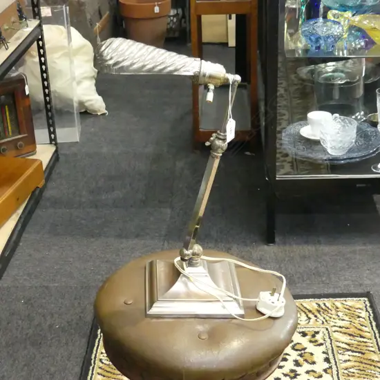 VINTAGE SILVER METAL DESK LAMP H.430mm