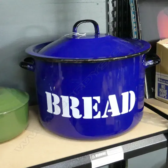 ENAMEL BREAD BIN, DIA.320MM