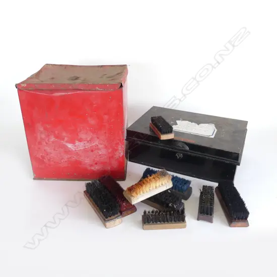 2 METAL BOXES; RED H.250mm, & BLACK W.305mm