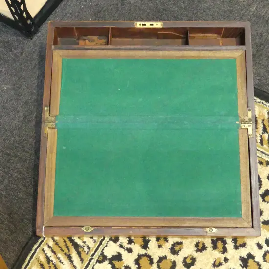 ANTIQUE MAHOGANY INLAID WRITING SLOPE W.505mm