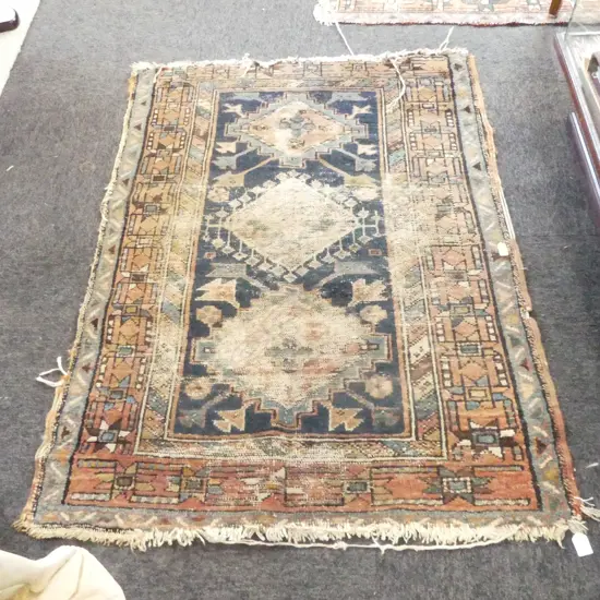 HAND KNOTTED WOOL PILE RUG 1250x900mm WORN