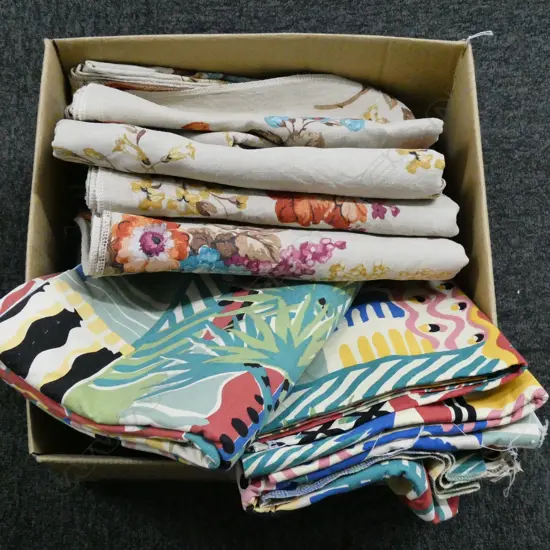 FABRIC; FLORAL LINEN DROPS, SARAH CAMPBELL COTE D'AZUR