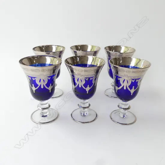 6 ITALIAN BLUE GLASSES H.145mm