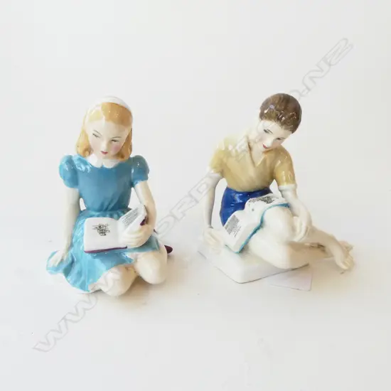 2 ROYAL DOULTON CHILDREN READING; ALICE & TREASURE ISLAND H.120mm