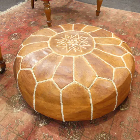 LEATHER POUF 600mm dia