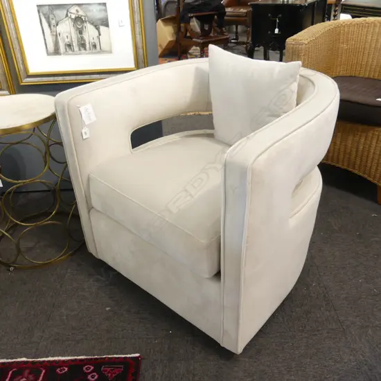 LE FORGE 'TORONTO' SWIVEL ARMCHAIR IN PEARL VELVET