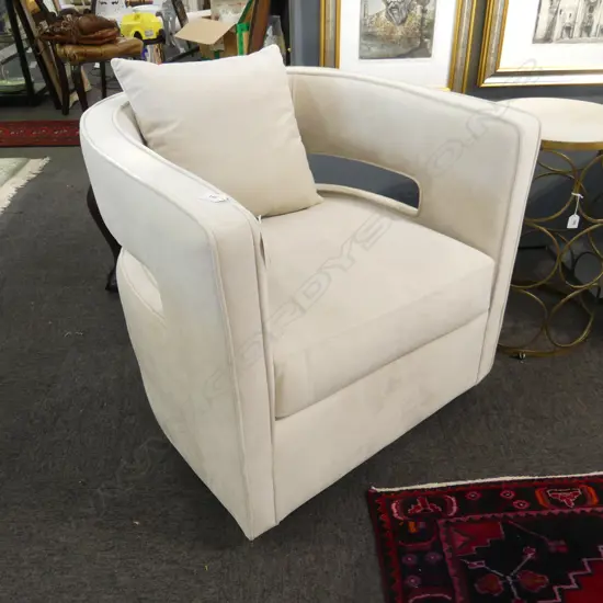 LE FORGE 'TORONTO' SWIVEL ARMCHAIR IN PEARL VELVET