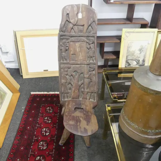 AFRICAN CARVED WOODEN BIRTHING CHAIR H.980mm, KENYA