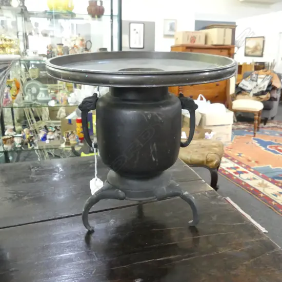 JAPANESE USUBATA BRONZE 2 PART VASE FOR IKEBANA / FLOWER ARRANGING H.270mm, 275mm dia