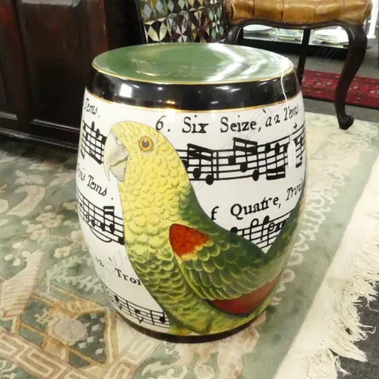 CERAMIC DRUM STOOL, BIRD & MUSIC DESIGN BY CAM (CREATIVELY ACTIVE MINDS) H.440mm