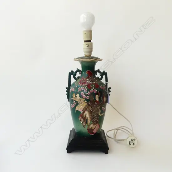 ORIENTAL LAMP; GREEN VASE BASE (NO SHADE) H.500mm