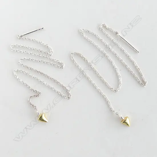 PR SILVER EARRINGS W. GOLD DROPS L.200mm, 1.7gmgs