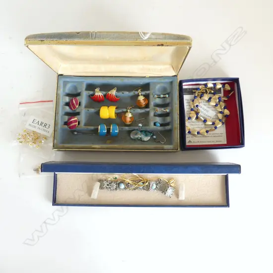 VINTAGE ASST COSTUME JEWELLERY 3 BOXES: necklaces bracelet earrings 