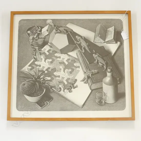 REPRODUCED MC ESHER PRINT 'LIZARDS' 430 x 480mm