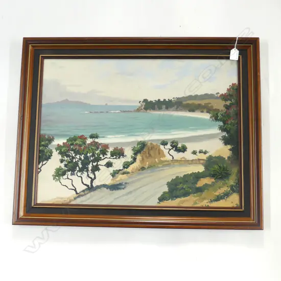 J R MAYCLAIR 'LANG'S BEACH' (1940's), OIL ON BOARD, SIGNED, 450 x 600mm
