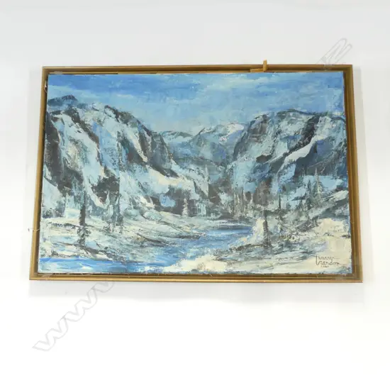 SIGNED SNOWY LANDSCAPE, OIL ON CANVAS 610x910mm, FRAME AF