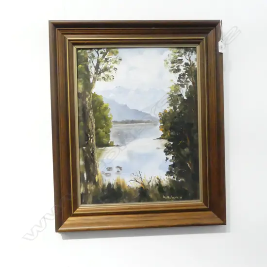MARTHA LAURIE, LAKE WANAKA, OIL ON BOARD '79 450x350mm