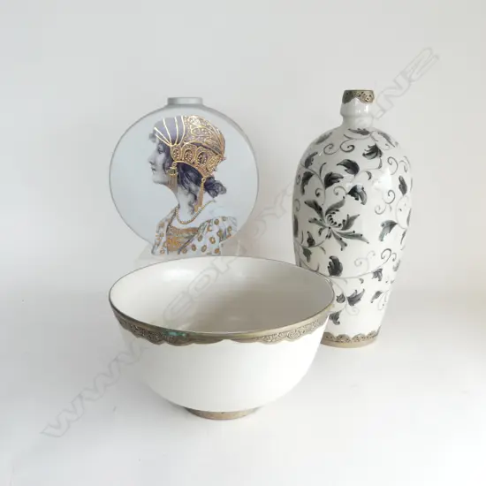 2 VASES H.385mm + BOWL 270mm dia