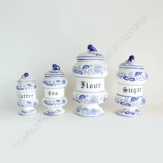 4 GRADUATING BLUE ONION PANTRY CONTAINERS H.310mm AF