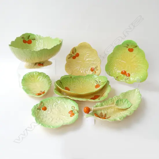 9 PCES CARLTON WARE, GREEN LETTUCE