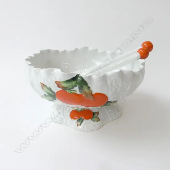 WHITE CARLTON WARE FOOTED SALAD BOWL 225mm dia + PR SERVERS