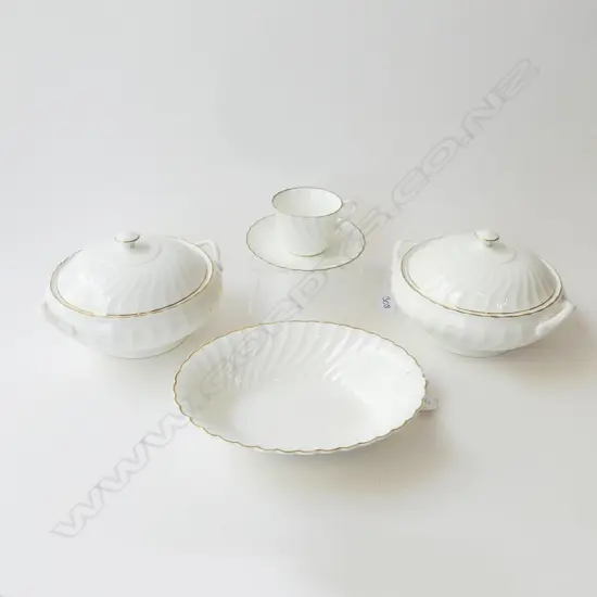 2 WEDGWOOD WHITE CHINA TUREENS BOWL L260MM & C/S