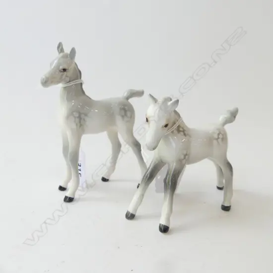 2 BESWICK small FOALS both DAPPLE GREY H's. 110 & 78mm
