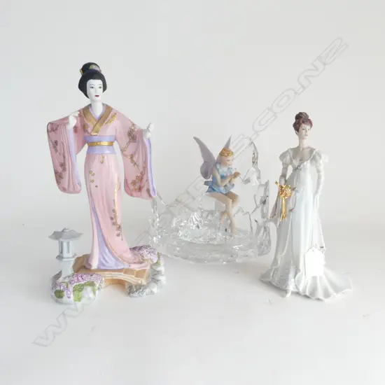 3 FIGURINES; GERMAN ICE FAIRY, FRANKLIN MINT 'ARABELLA' & 'YOSHIKO' FAULTS H.285mm