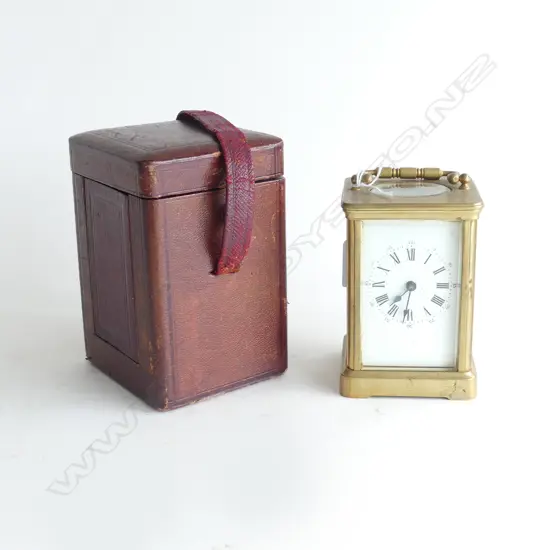CARRIAGE CLOCK, CASED w. KEY