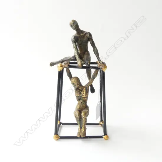 2 FIGURES GOLD RESIN SCULPTURE H.210mm