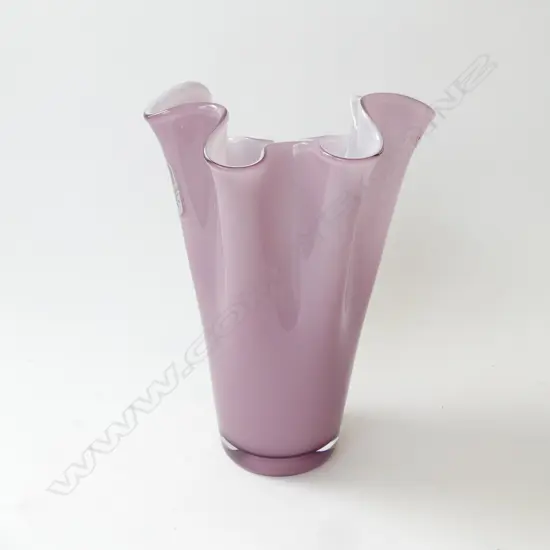 PINK/PURPLE FLUTED GLASS VASE, H.280mm