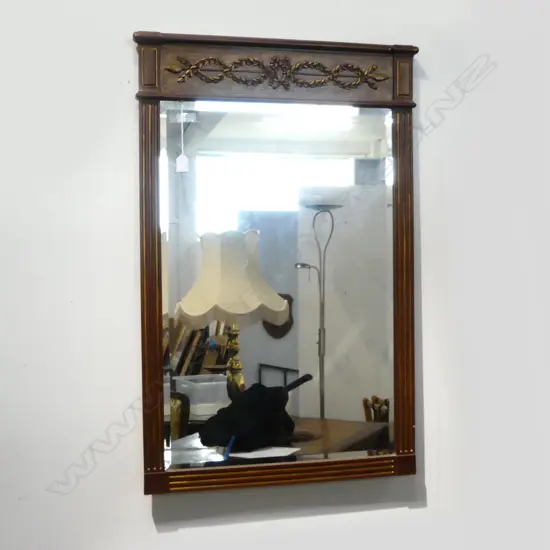 MIRROR, MAHOGANY VENEER FRAME 960x630mm