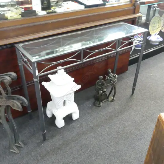 GLASS TOPPED HALL TABLE 1135x335x740mm