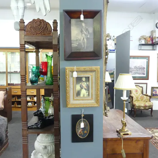 3 FRAMED PORTRAITS OF NELSON - 1 DRAWING AND 2 PRINTS. FRAME HEIGHT ON LARGEST H.330MM W.260MM