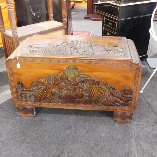 CARVED CAMPHOR CHEST 1020x510x590mm