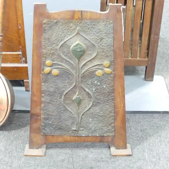 ARTS & CRAFTS FIRE SCREEN H.650mm W.450mm old borer sign