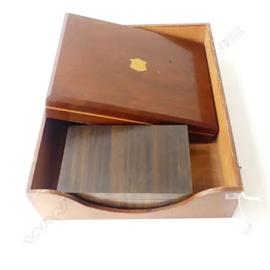 3 WOODEN CONTAINERS; TRAY 310x395mm, 2 BOXES (1 EMPTY FOR CUTLERY)