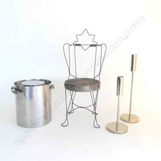 WIRE FRAME CHAIR H.415mm, 2 CANDLE STICKS, SCANDINA LIDDED ICE BUCKET