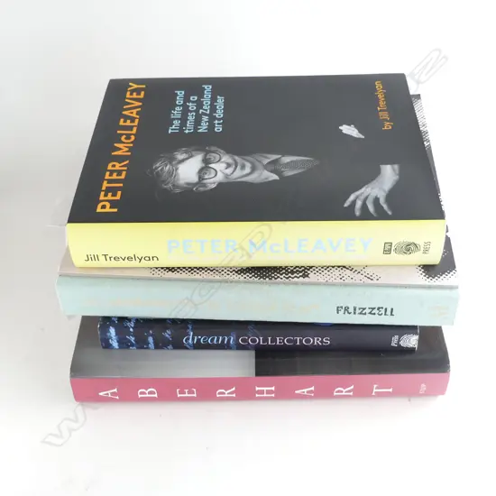 4 ART BOOKS; PETER MCLEAVEY BIO, ABERHART, DREAM COLLECTION & FRIZZELL History of Art (water damage)