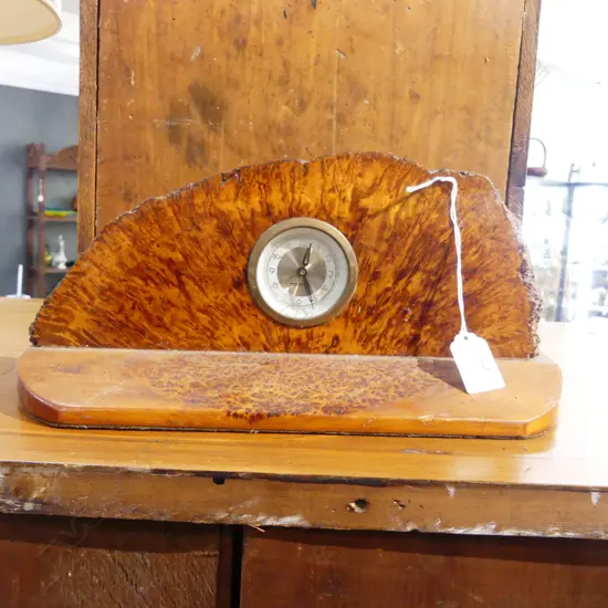 BURR TREEN MANTLE CLOCK W.310mm
