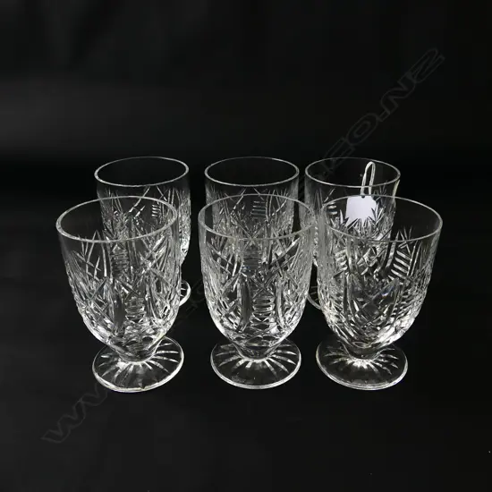 6 VINTAGE WATERFORD CUT CRYSTAL JUICE GLASSES ‘CLARE’ PATTERN, H.100MM