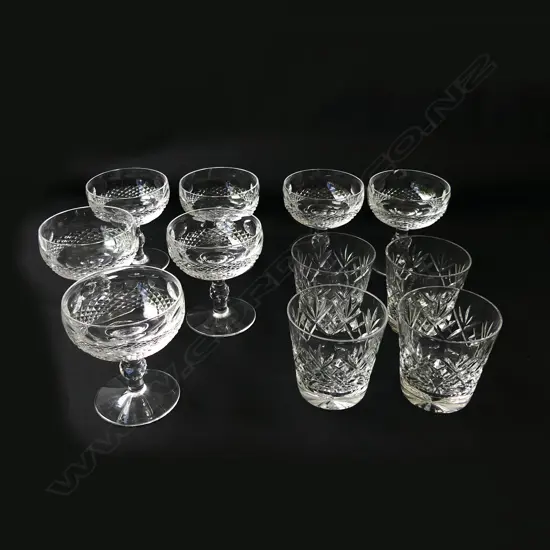 7 WATERFORD GLASSES H.110mm + 4 CRYSTAL TUMBLERS H.90mm FAULTS
