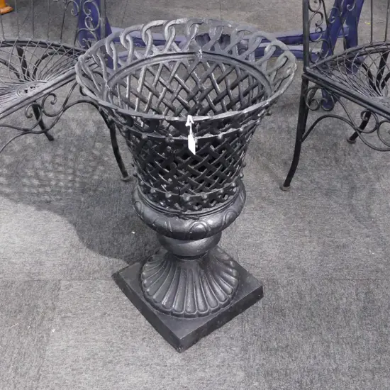 LARGE CAST IRON BLACK FRENCH PLANTER H 700