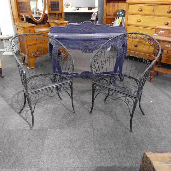 PAIR OF FRENCH METAL GARDEN CHAIRS