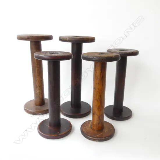 5 ANTIQUE WOODEN BOBBINS H.400mm