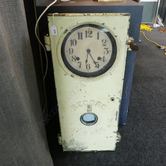 ANTIQUE RECORD AND TIME CLOCK