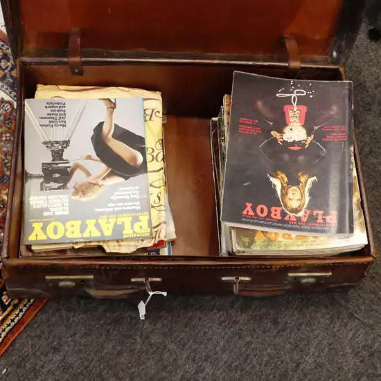VINTAGE MENS MAGAZINES IN SUITCASE; PLAYBOY ETC